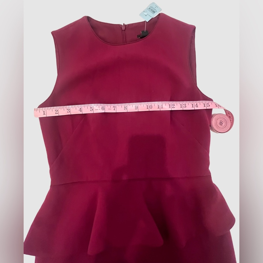 NWT Ann Taylor Doubleweave Peplum Wine Plum Sheath Dress 0 Petite - Picture 10 of 13